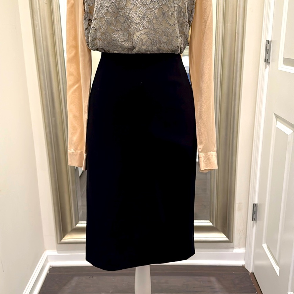 Vintage Escada Wool Pencil Skirt in Black - Size EU42 side zipper